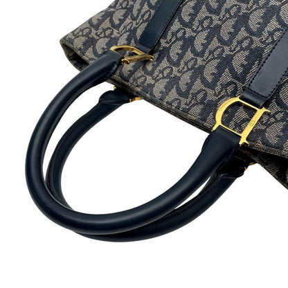 Dior Trotter Canvas Leather Hand Tote Navy